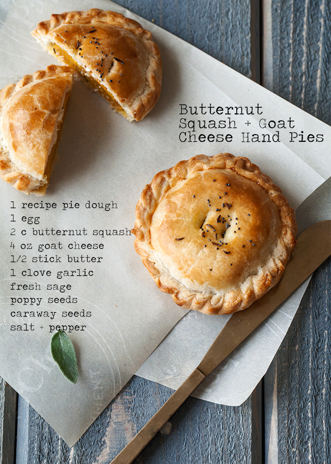 Butternut squash hand pies with sage and goat cheese