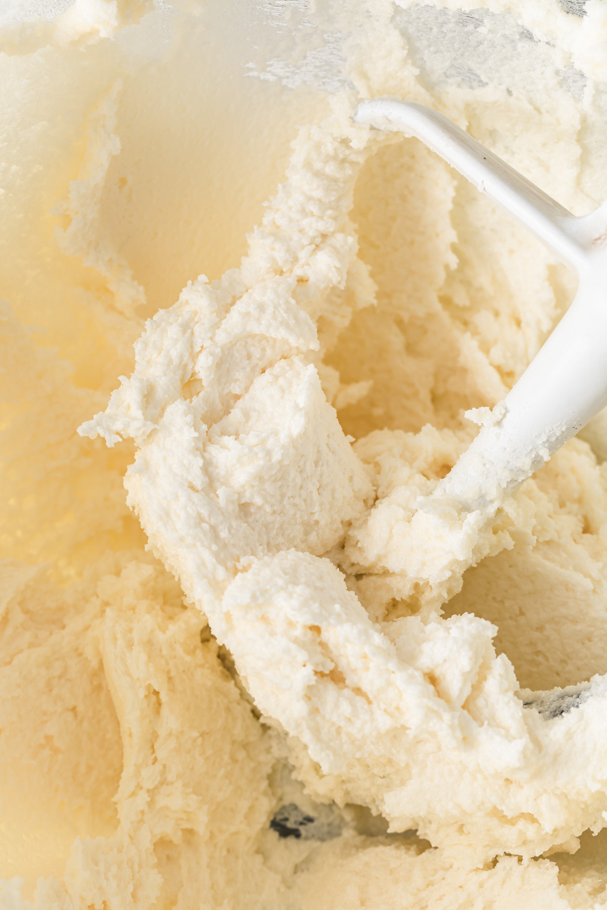 Light and fluffy creamed butter and sugar for cake batter