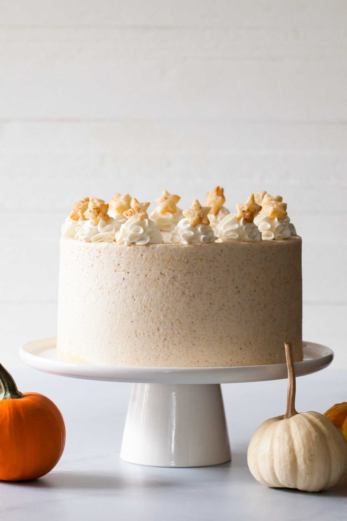 Pumpkin Pie Cake frosted with graham cracker buttercream