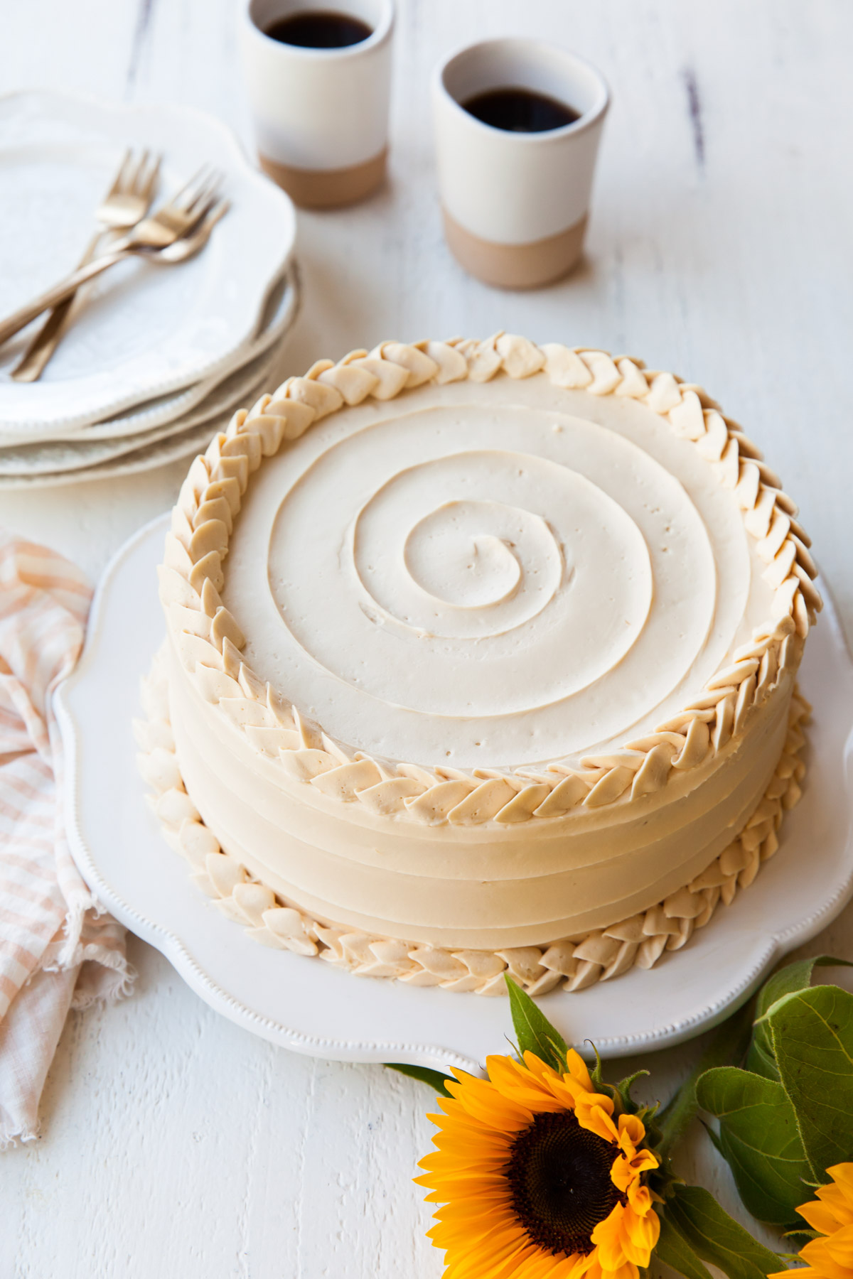 Pear caramel cake with dulce de leche buttercream