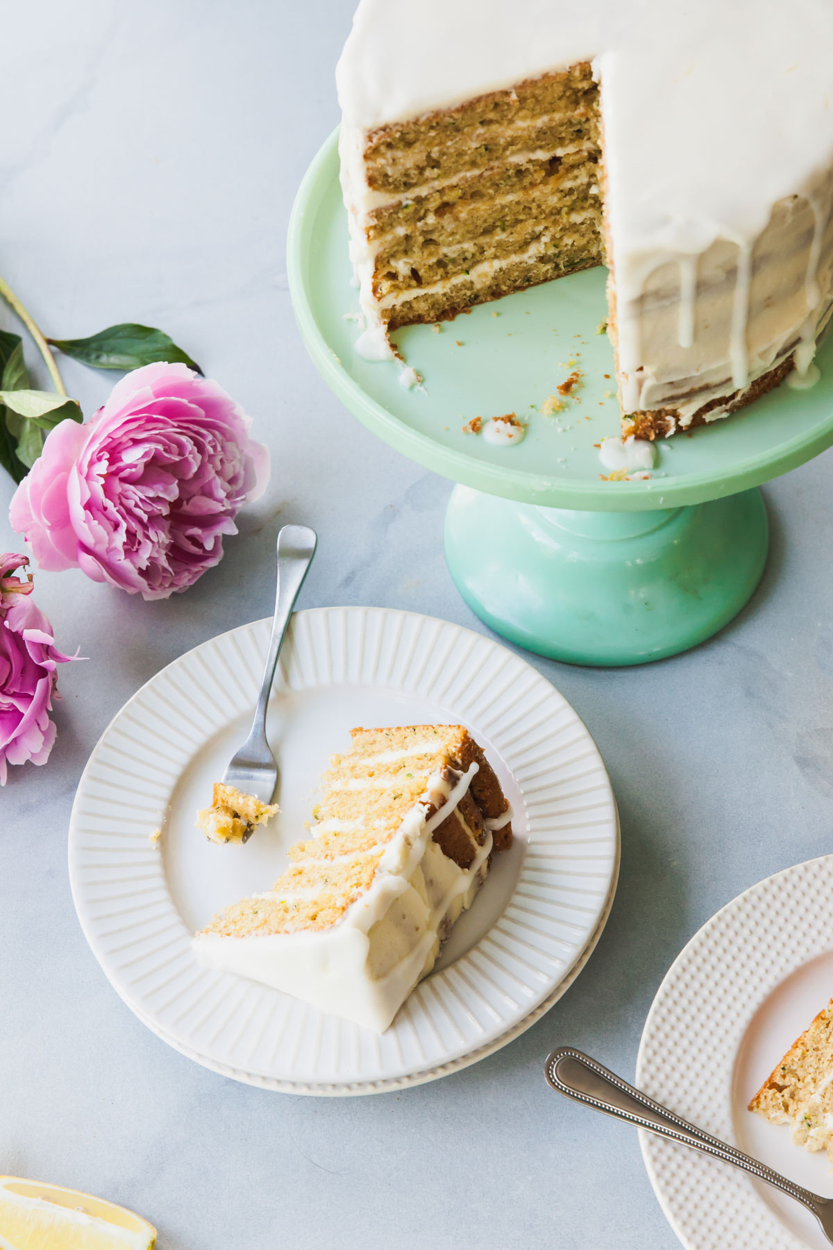 slices of lemon zucchini cake