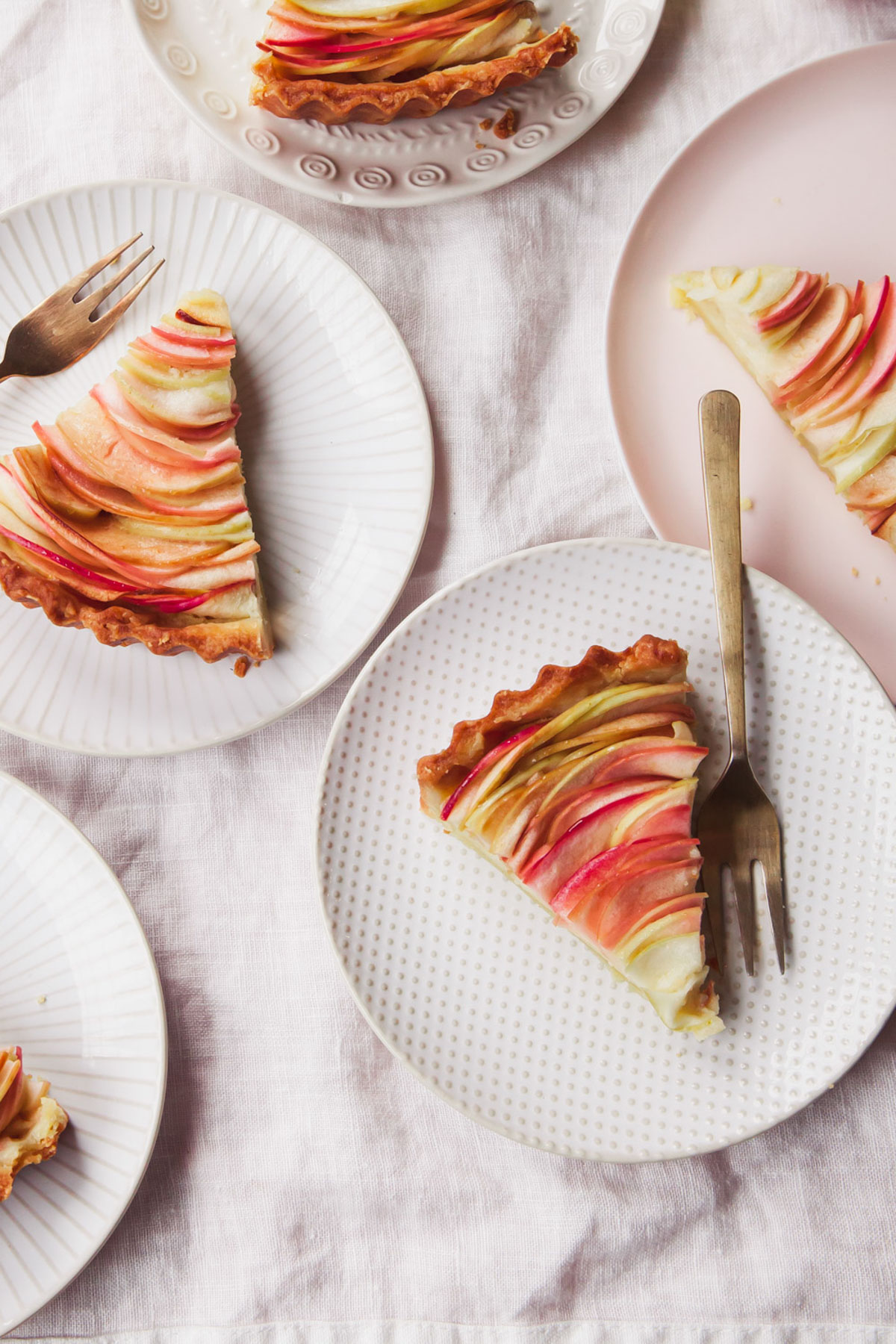 Several slices of apple tart