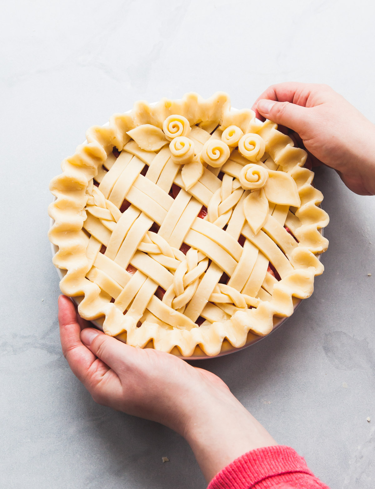 All-butter pie dough with a plaid crust design