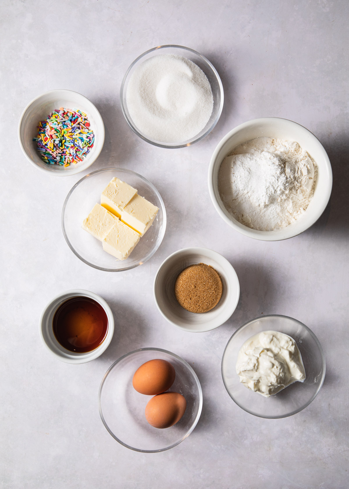 The ingredients needed to bake a birthday coffee cake