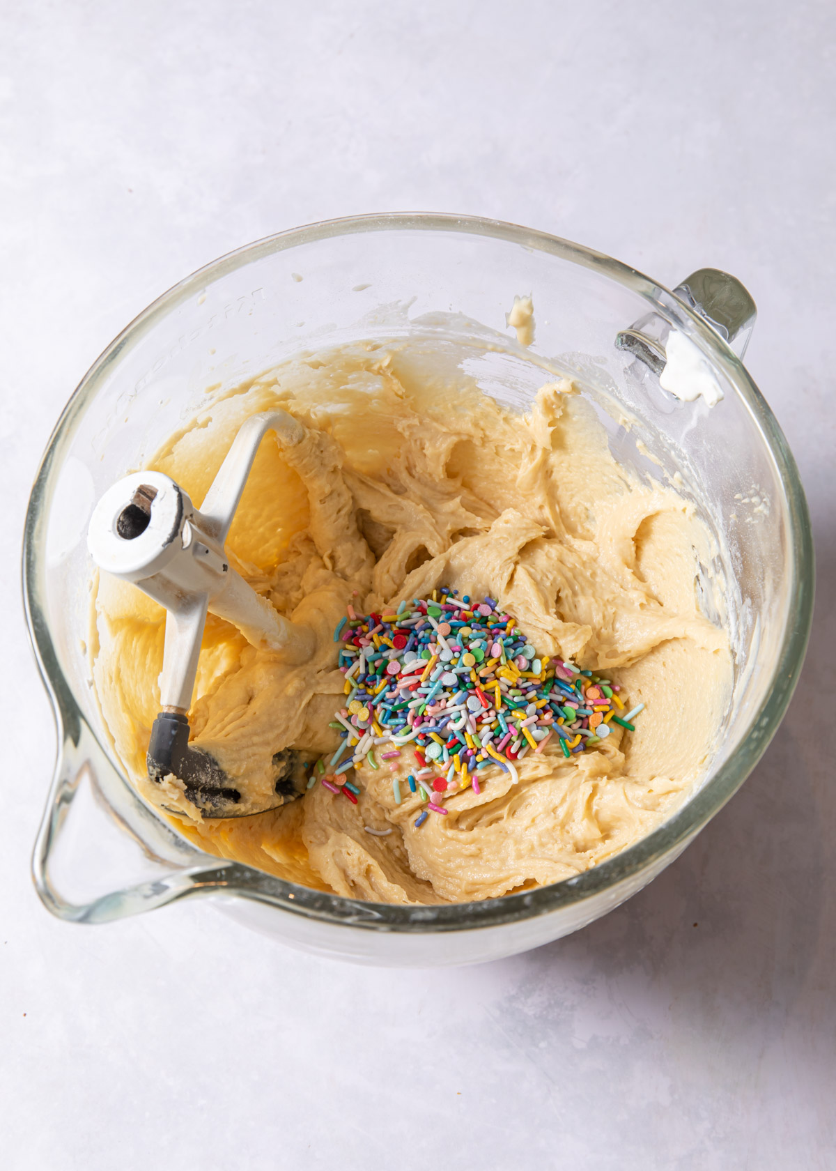 Adding sprinkles to coffee cake batter