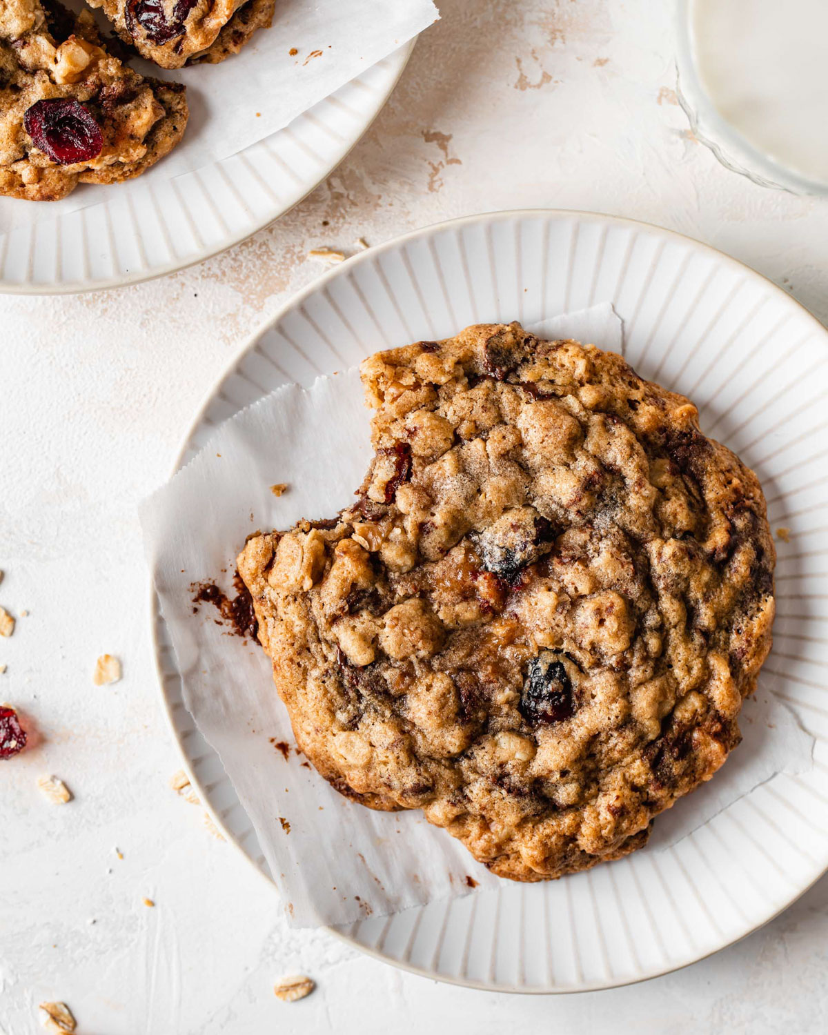 Giant Cranberry Oatmeal Cookies on a plate