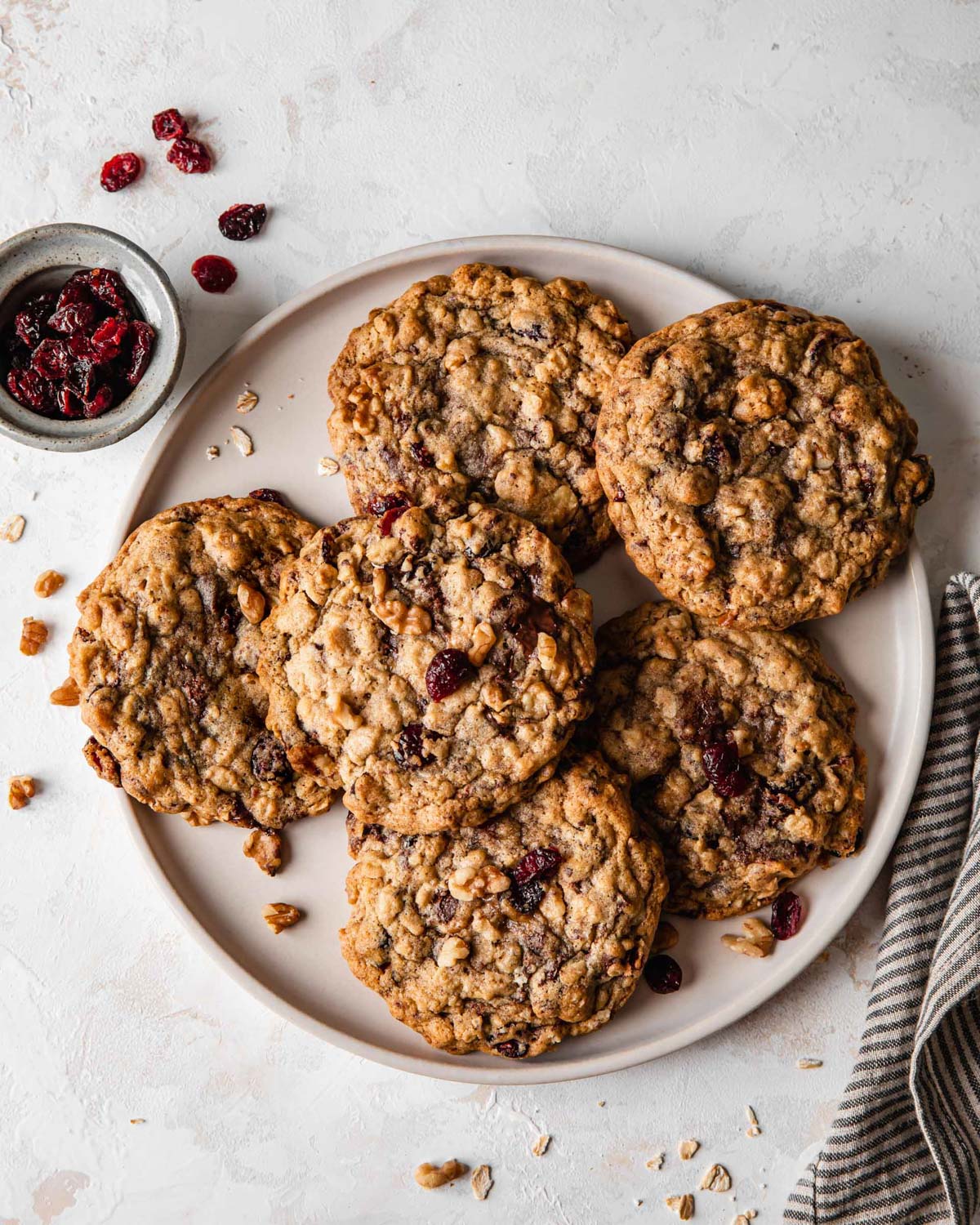 A platter of bakes cranberry oatmeal cookies