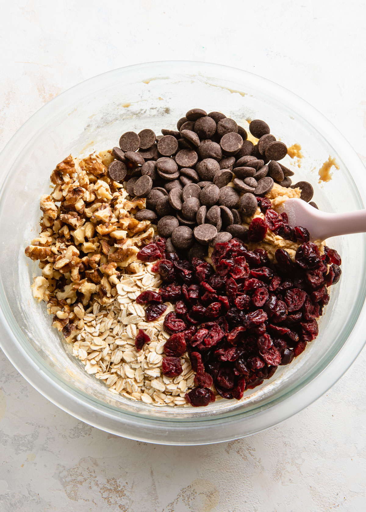 All the mix-ins to make oatmeal cranberry cookies