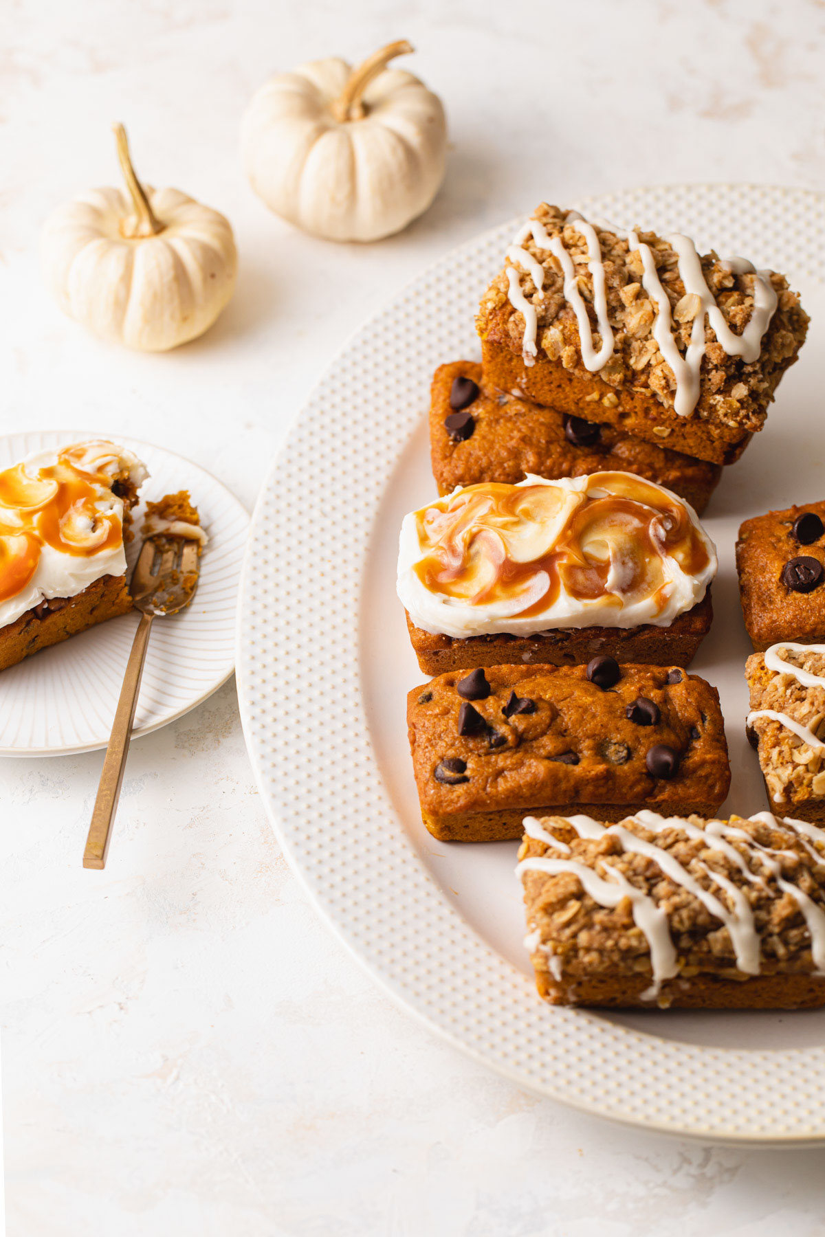 Pumpkin mini cakes with three different toppings