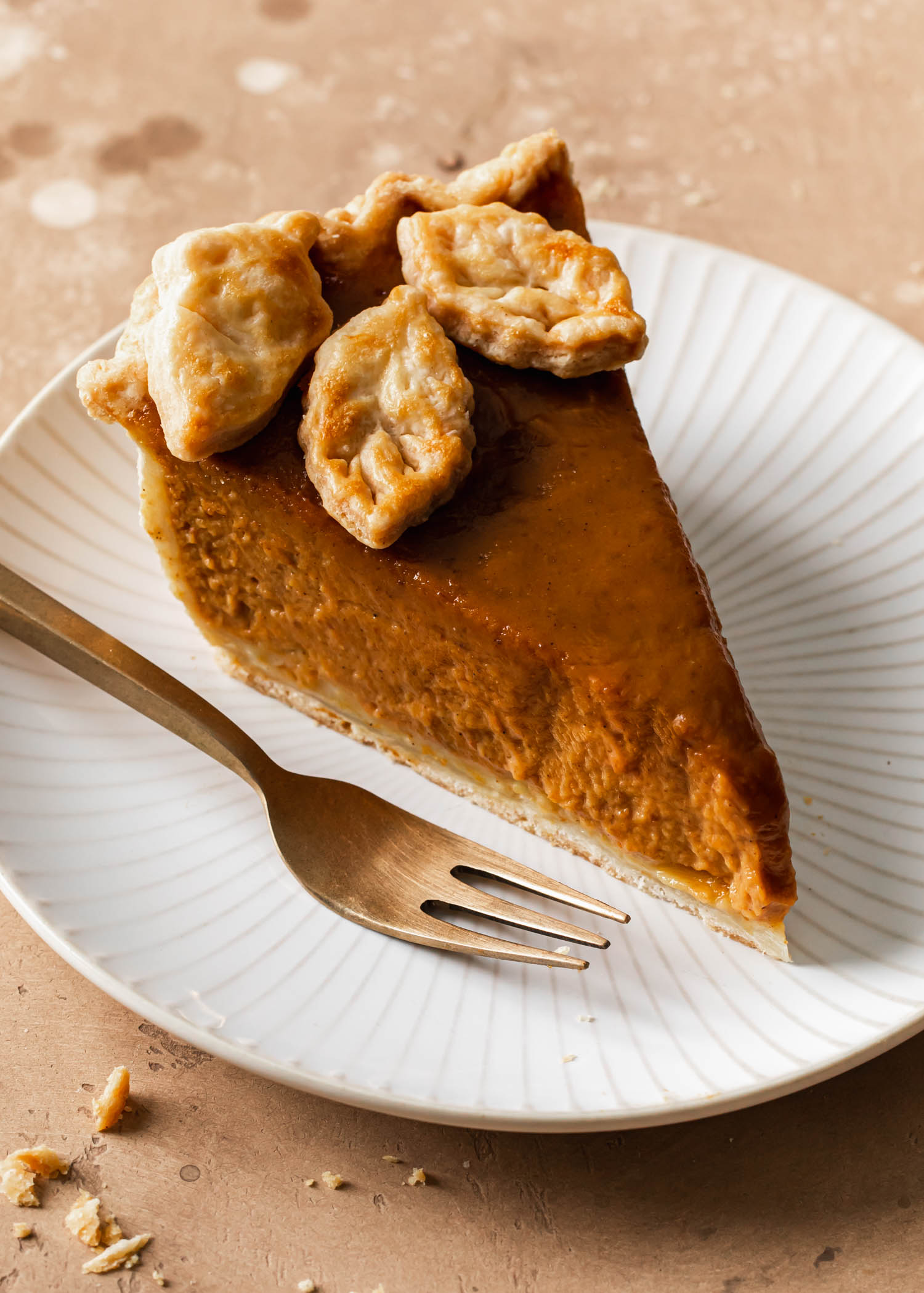 A slice of pumpkin pie