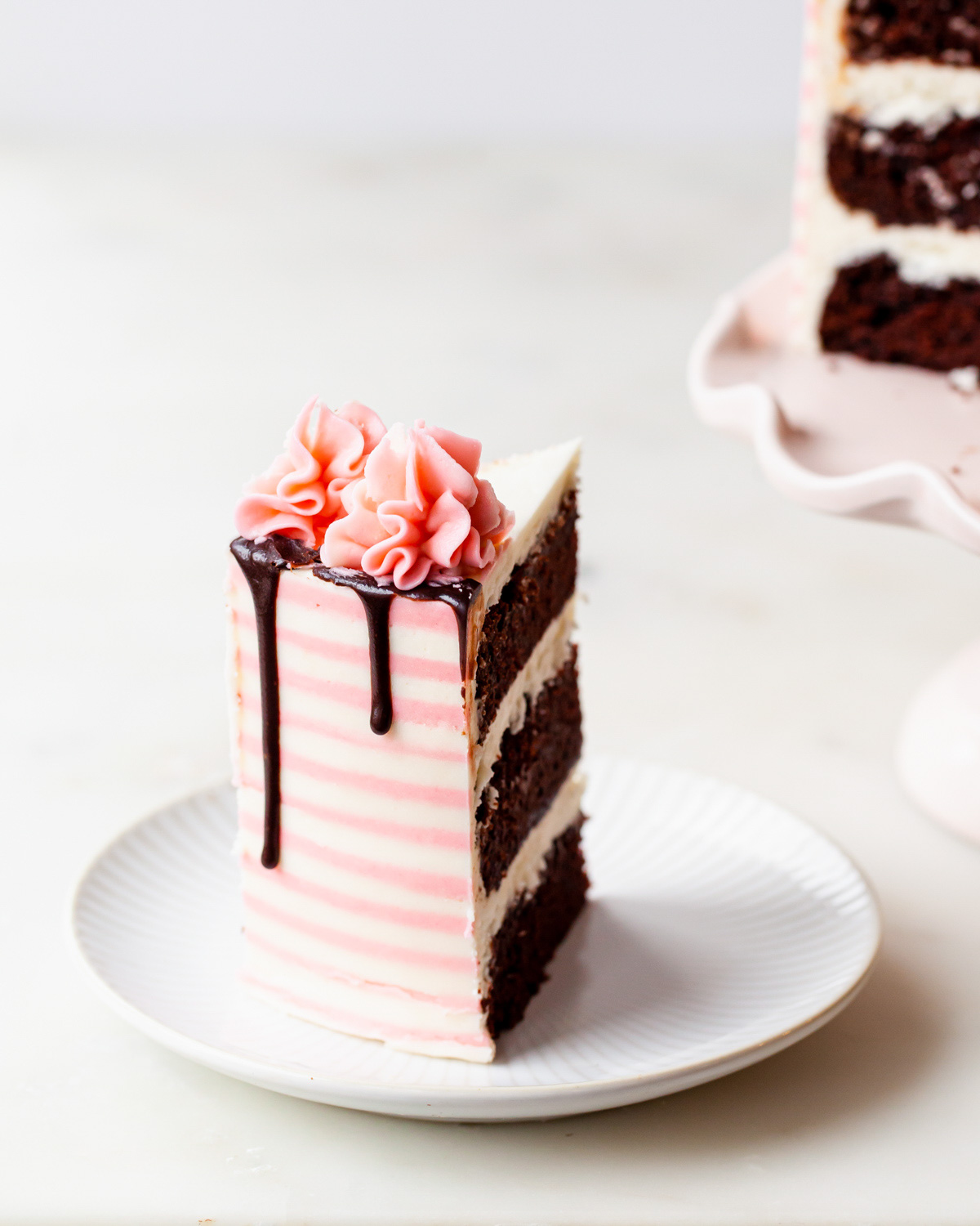 A close up of a chocolate peppermint cake