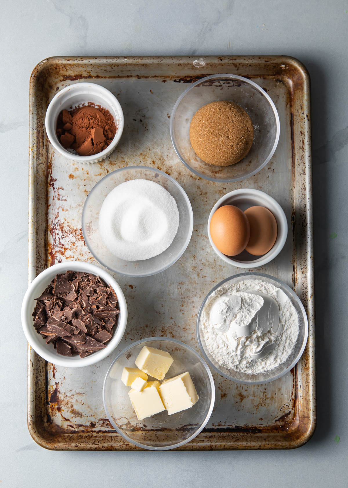 Ingredients for chocolate peppermint cookies