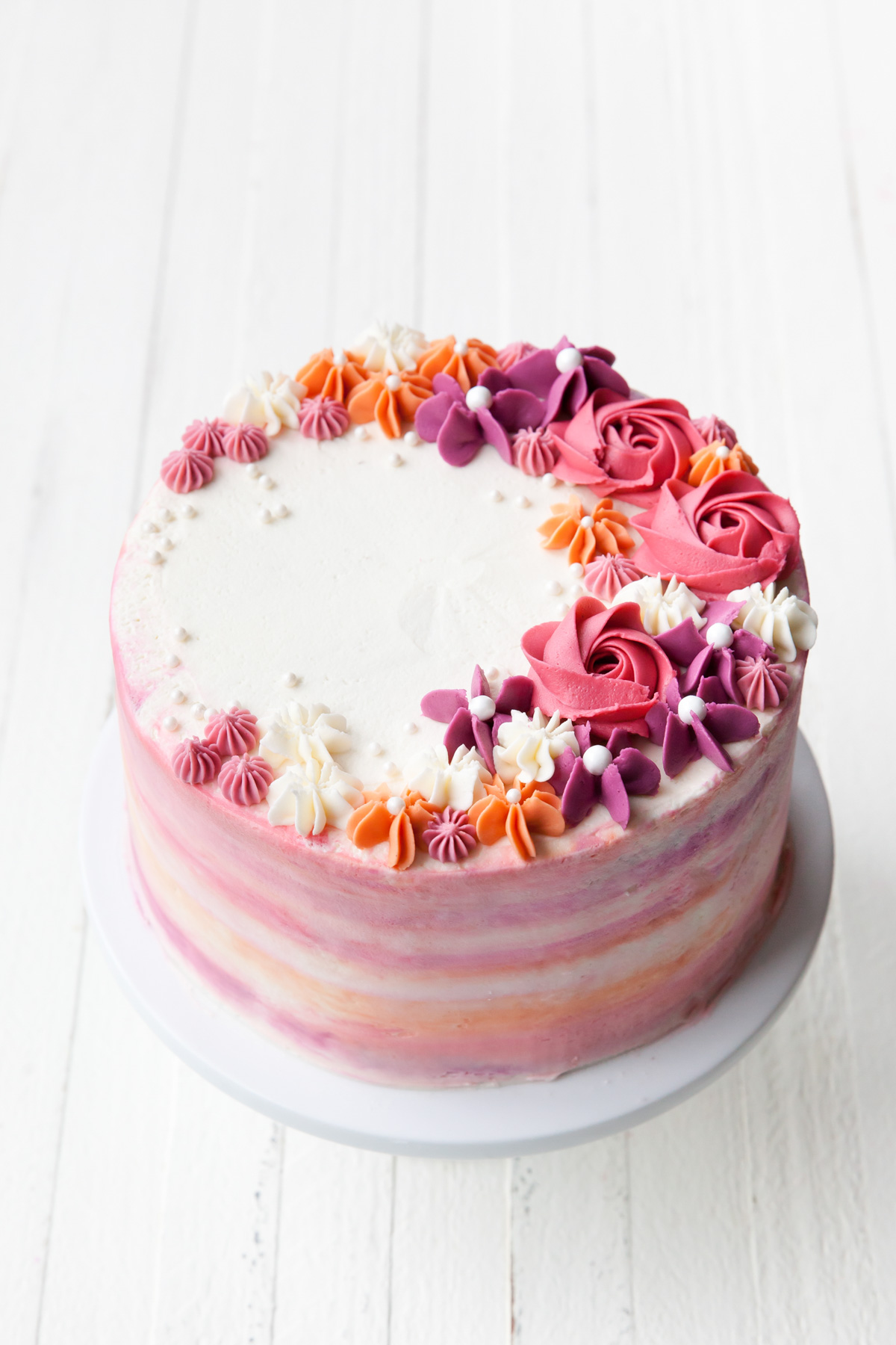 Buttercream Flowers Cake - Curly Girl Kitchen