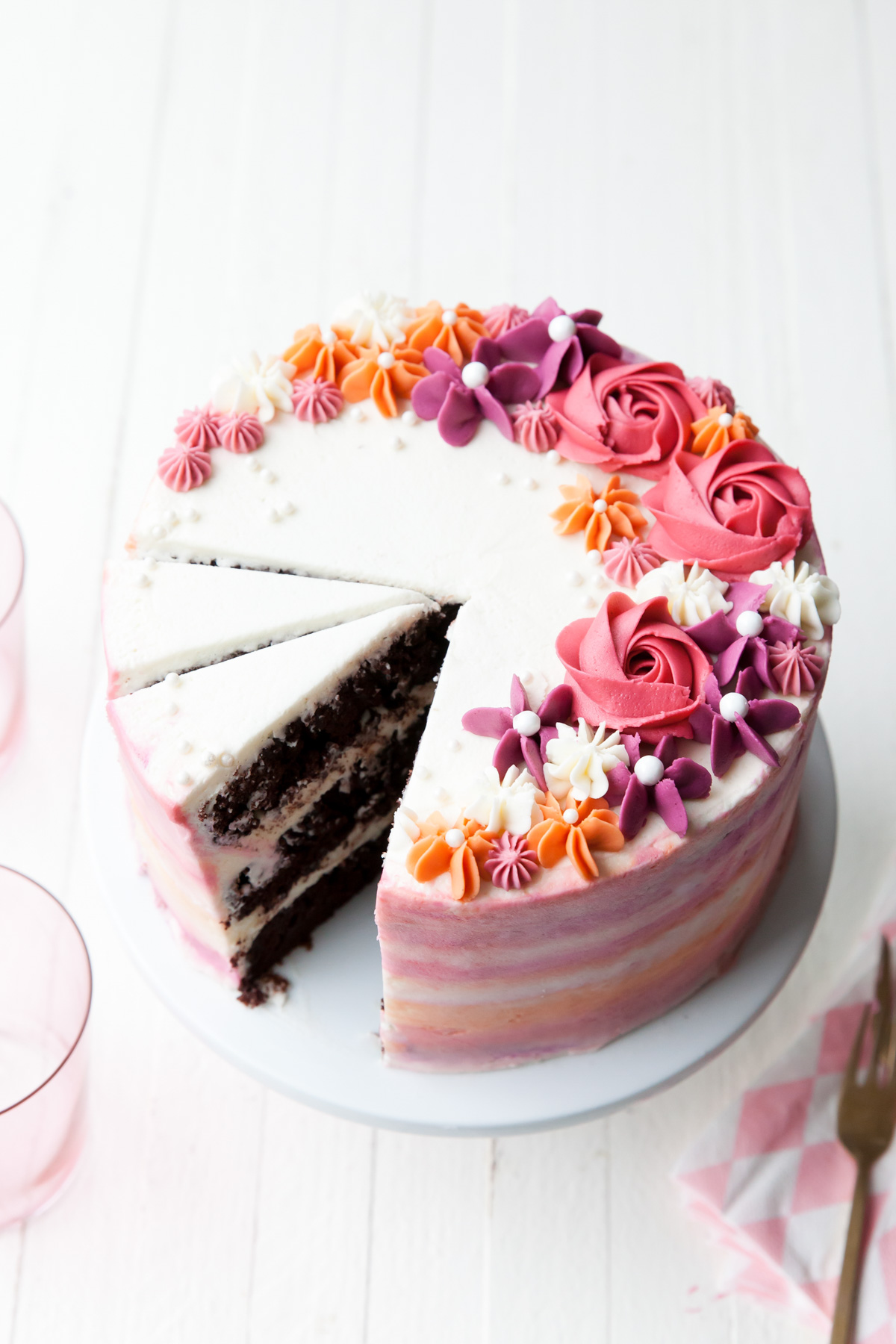 Purple Whipped Cream Rose Cake Tutorial | Flower Cake Design - YouTube