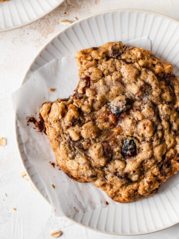 cranberry oatmeal cookie on a plate