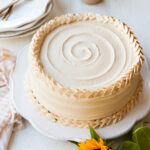 Pear cake with Dulce de Leche frosting