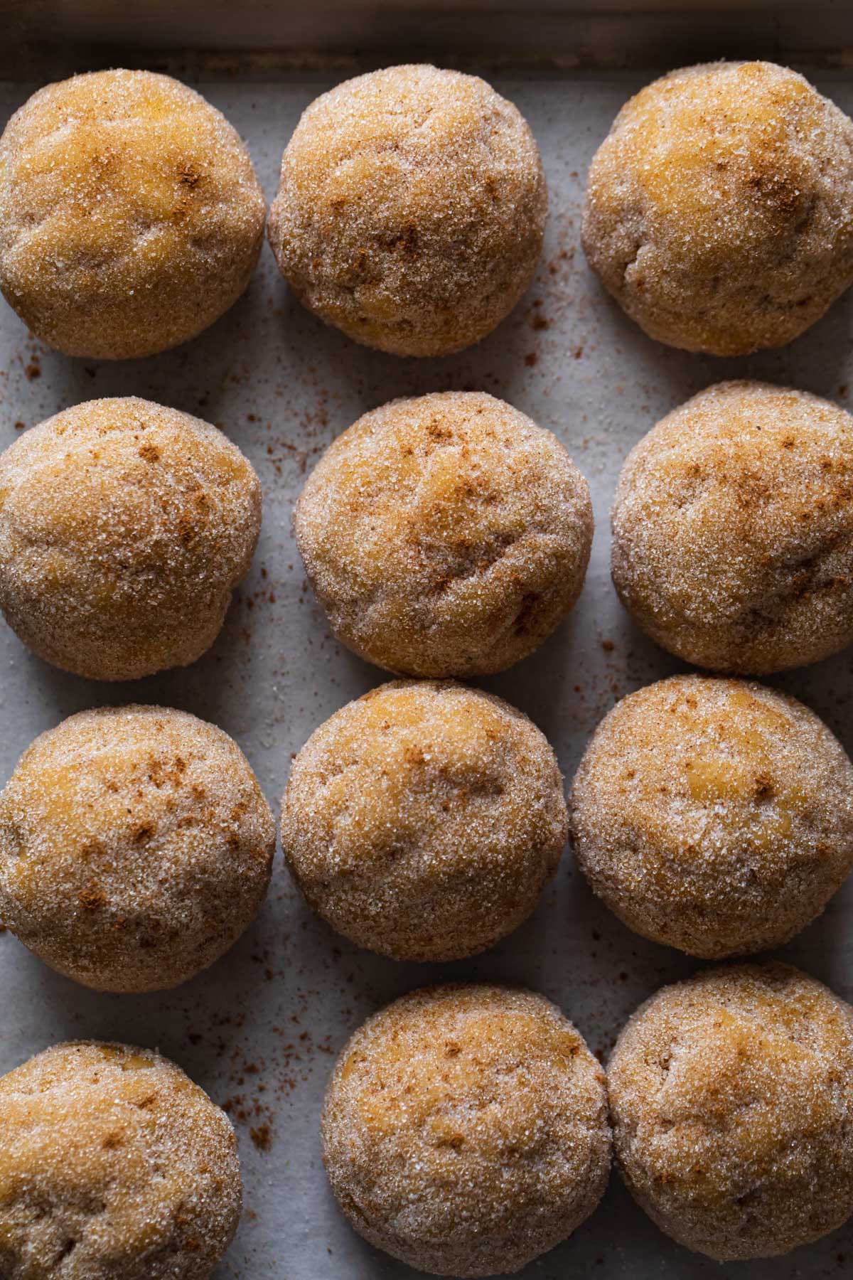 pumpkin snickerdoodles rolled in pumpkin pie spice before baking