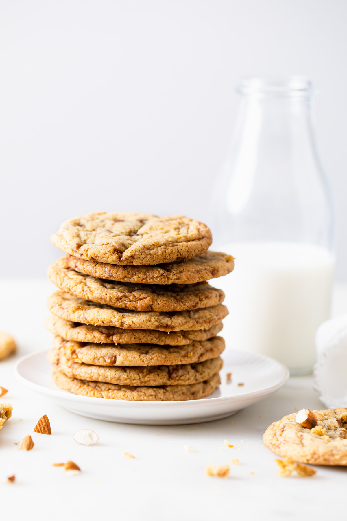 A stack of almond toffee cookies