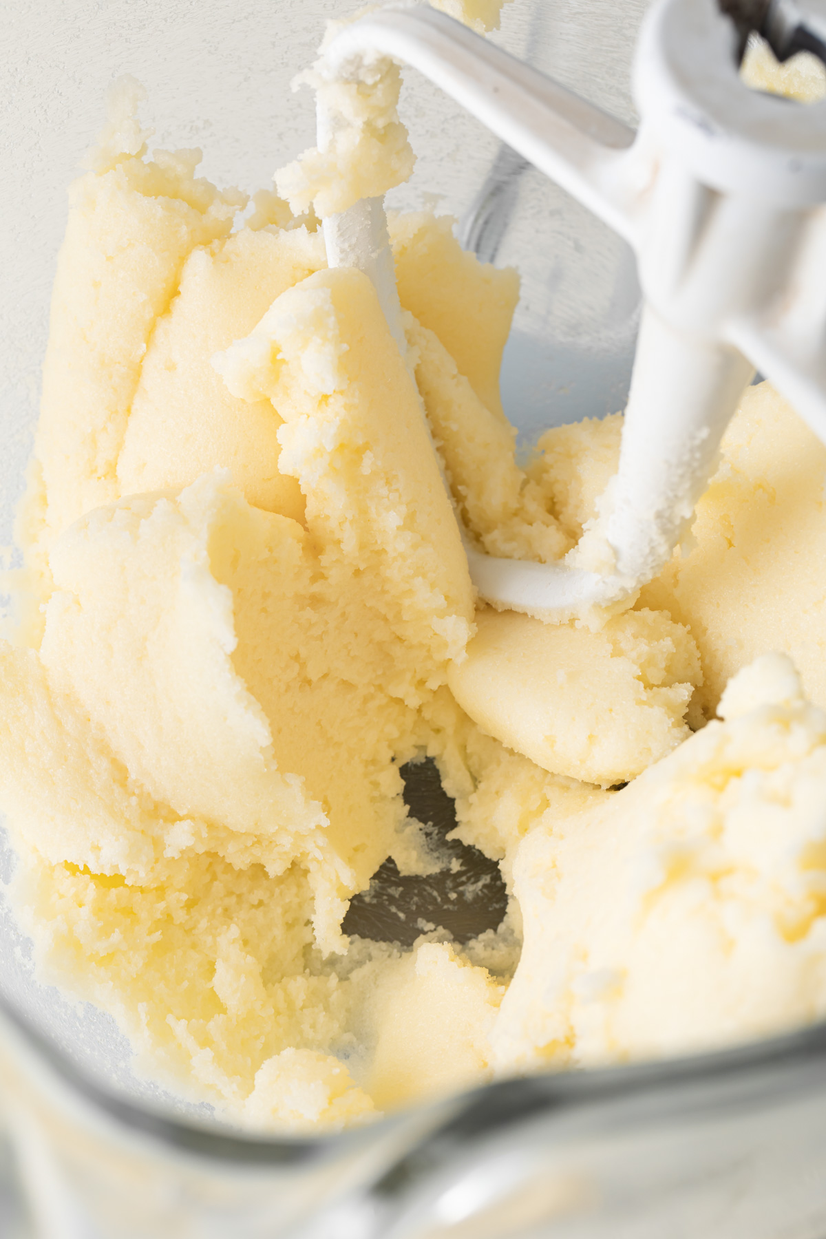 Creaming together butter and sugar in a stand mixer
