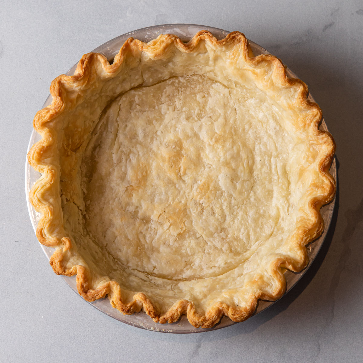 A baked, empty pie shell