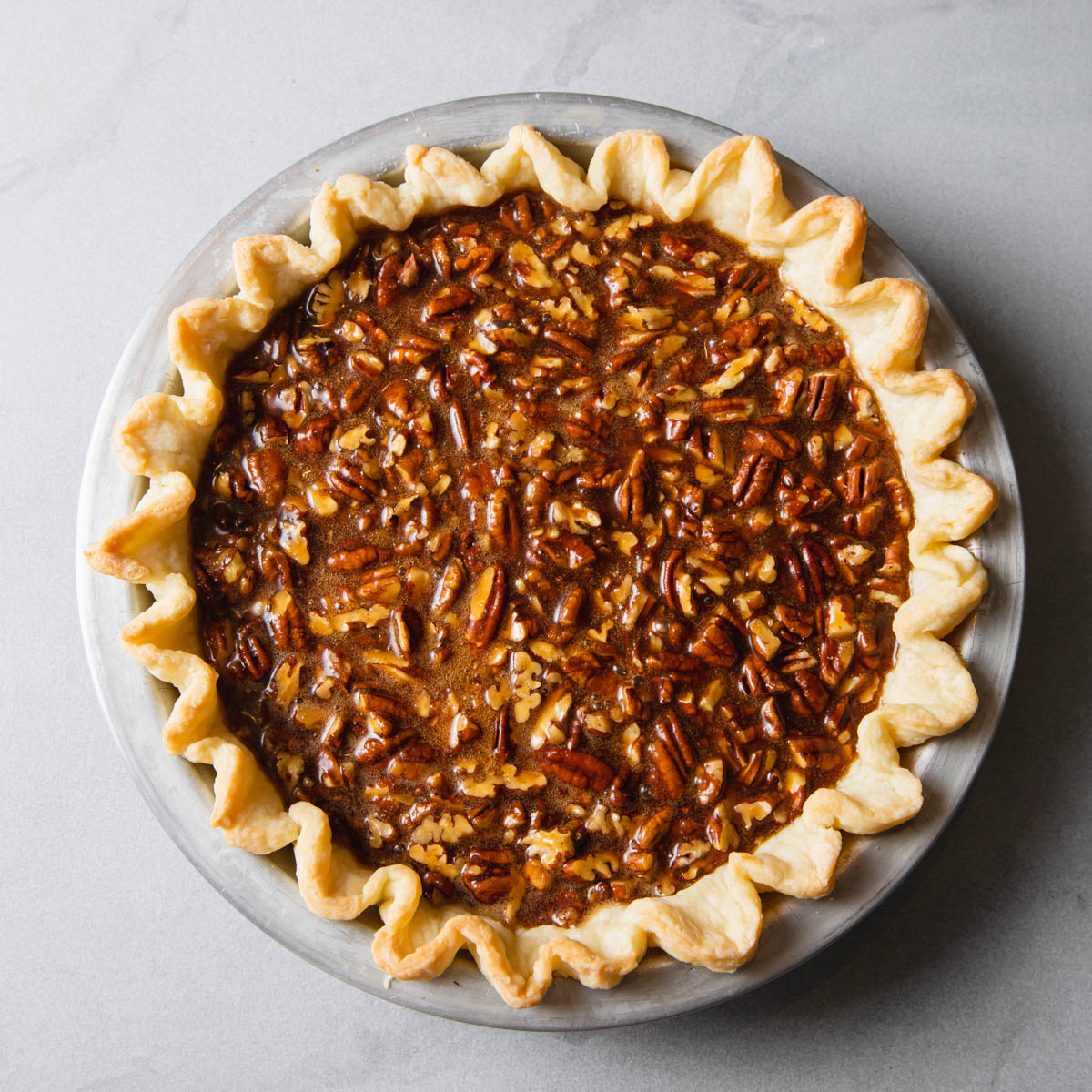 a pecan pie before baking