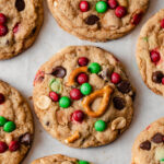 Kitchen sink cookies with mini m&ms, peanuts, and pretzels