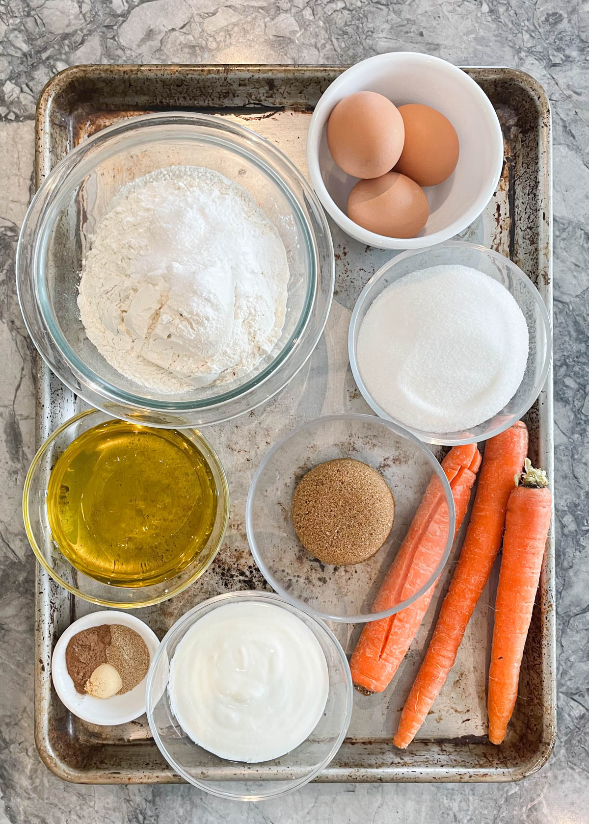 ingredients to make a Carrot Cake Loaf