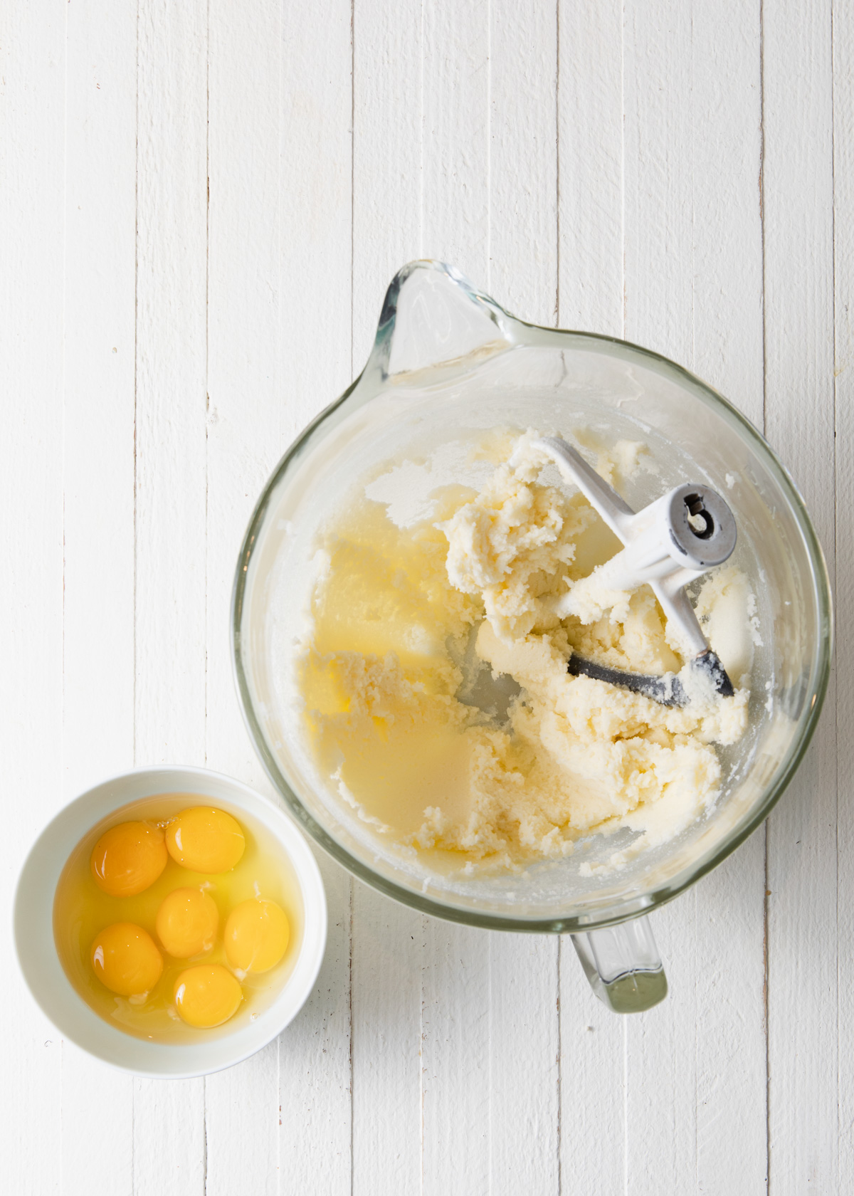 Mixing ingredients for a yellow cake