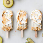Kiwi limi popsicles with toasted meringue on the outside.