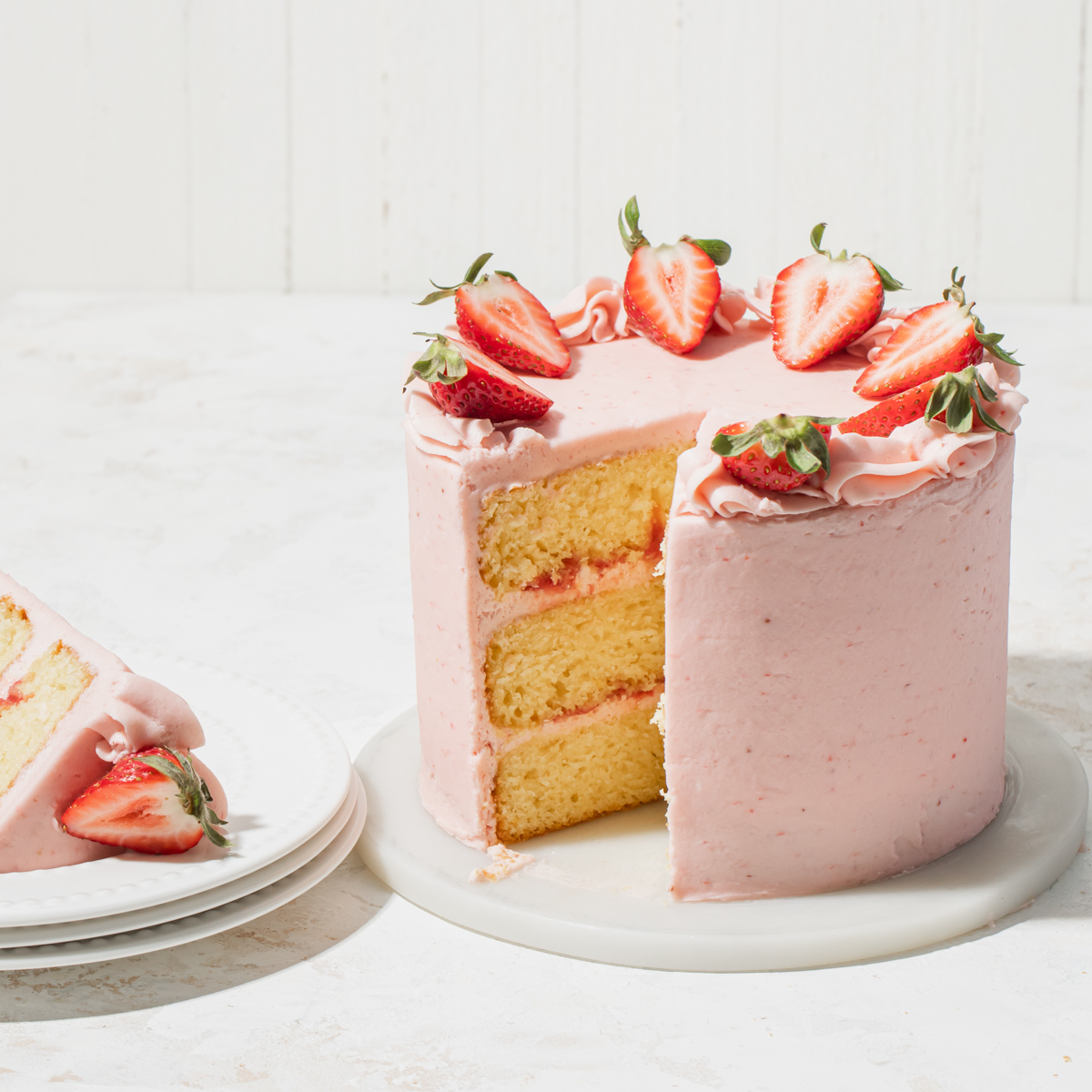 Moist Vanilla Cake Recipe with Fresh Strawberry Icing - Harbour Breeze Home