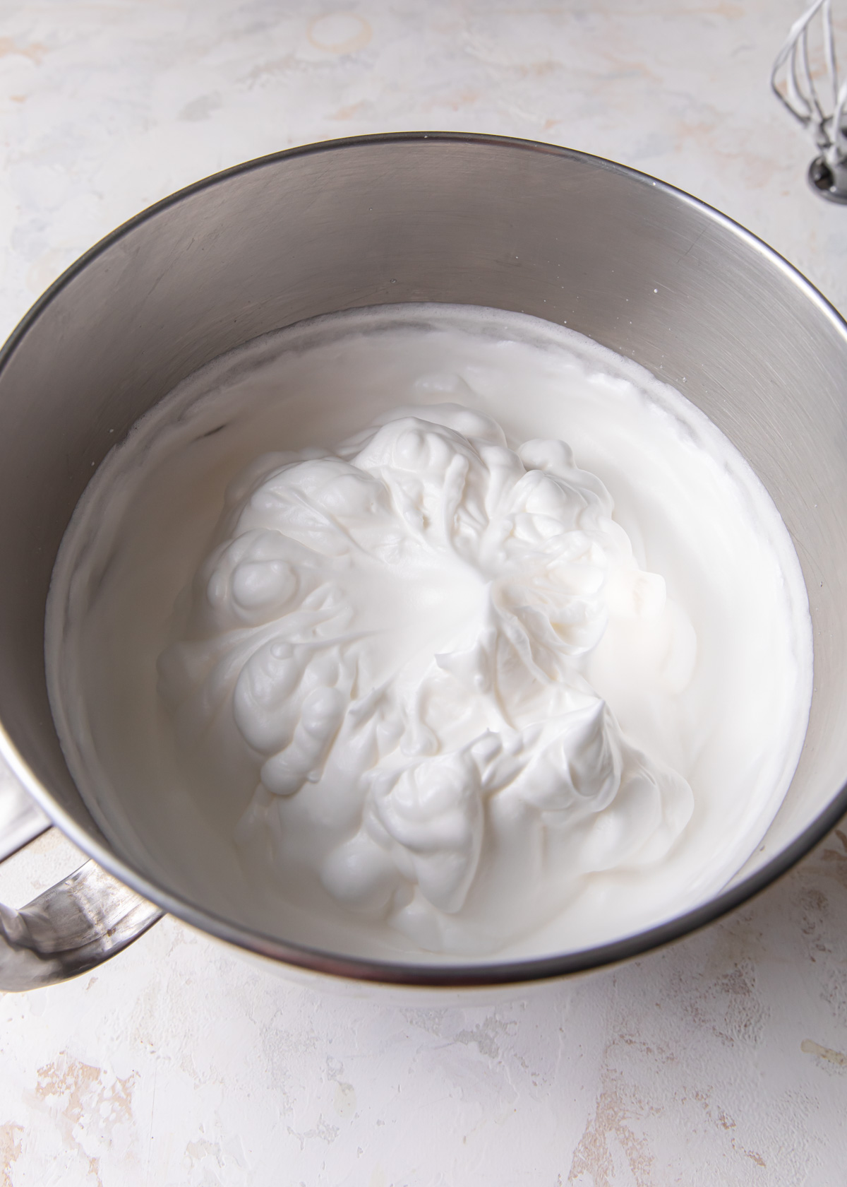 Thick and billowy whipped egg whites 