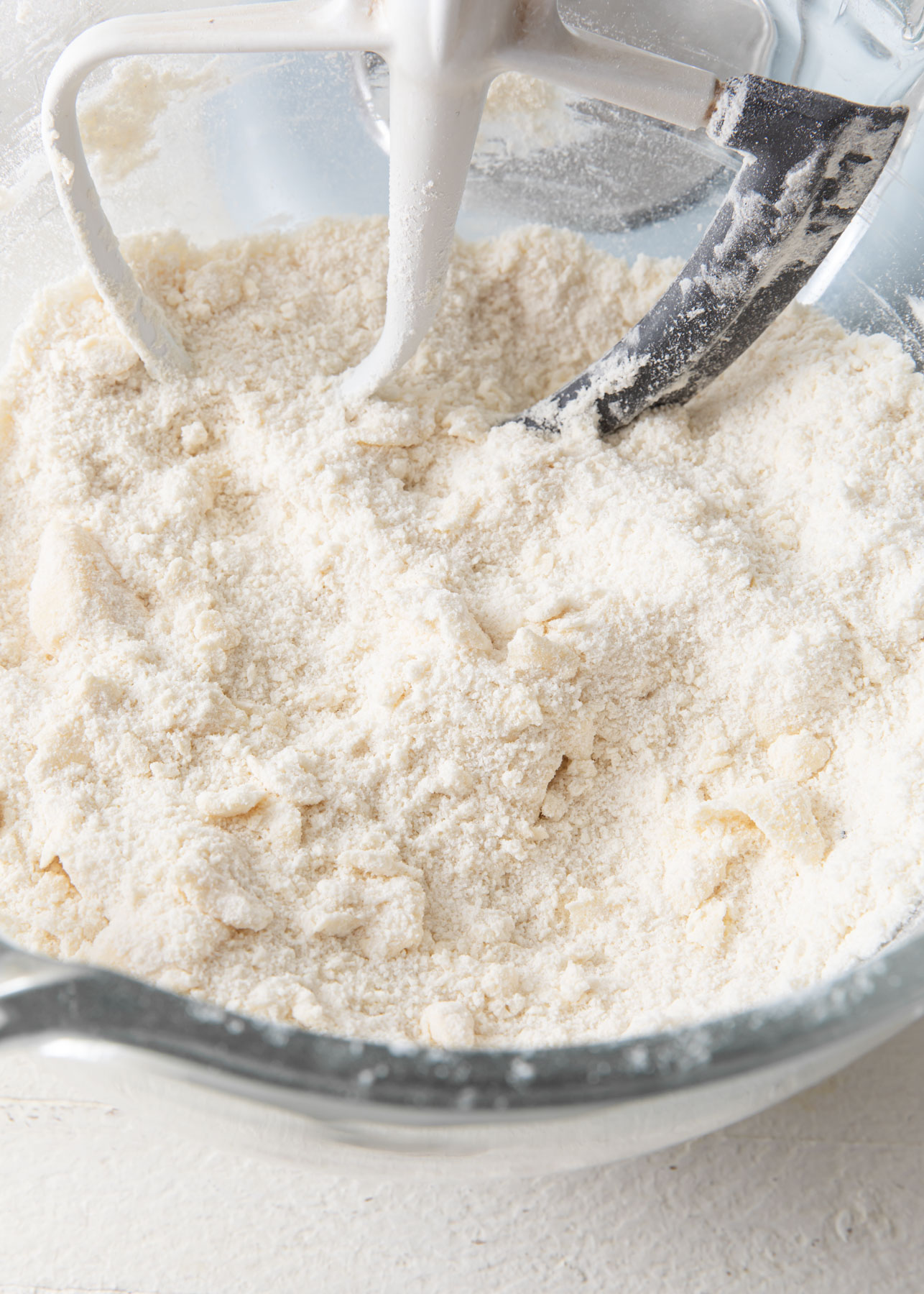 The dry ingredients blended with butter in a reverse creaming method cake recipe