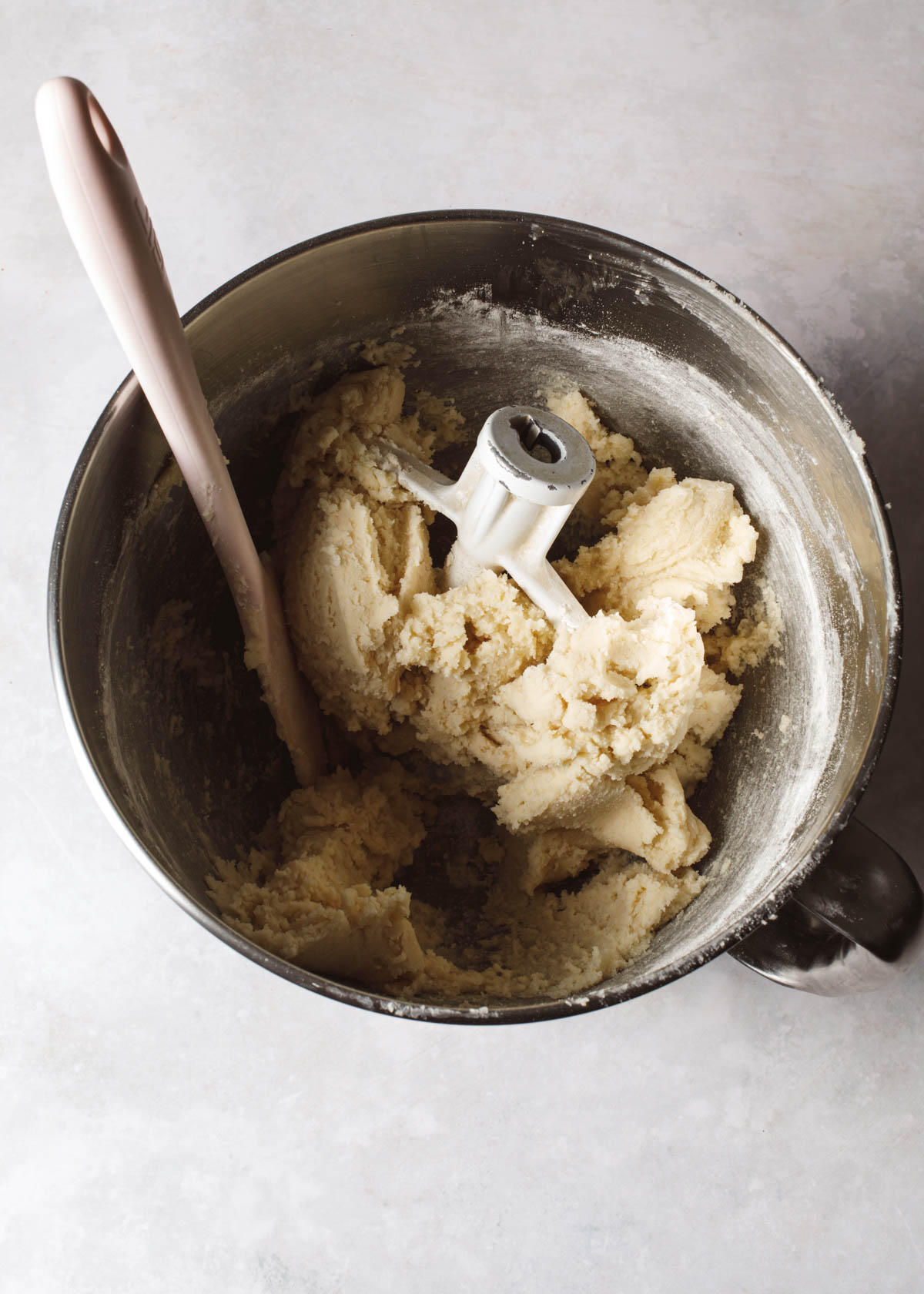 A mixing bowl of cookie dough